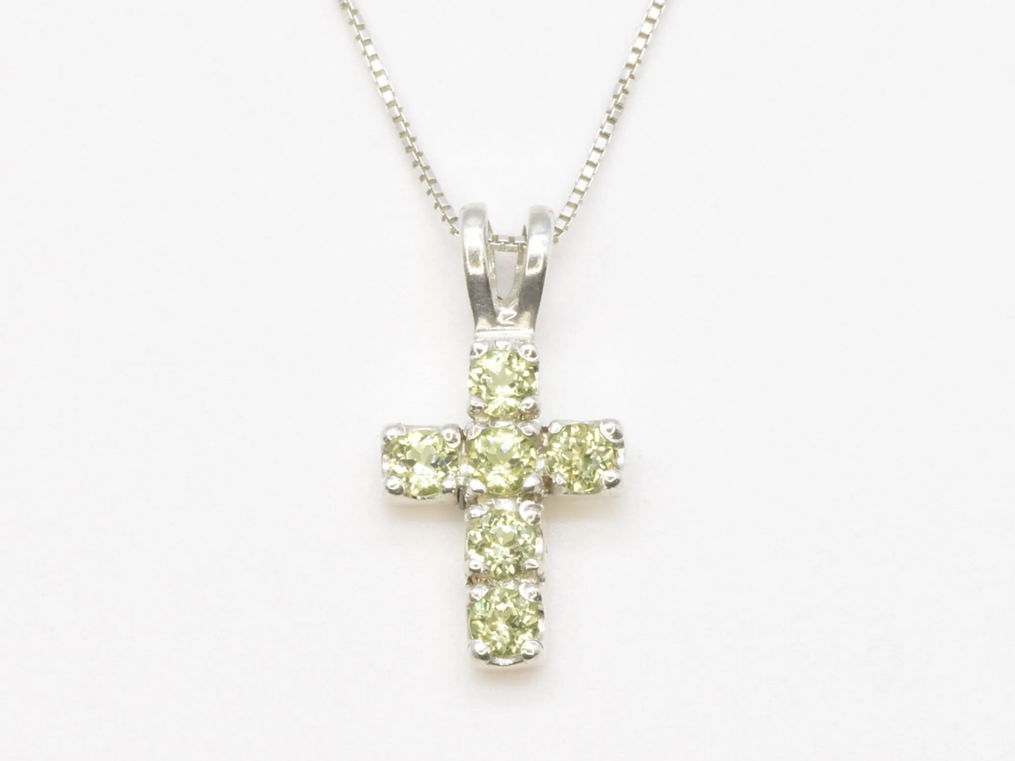 Peridot Cross Pendant - Green Cross Necklace, August Birthstone Pendant