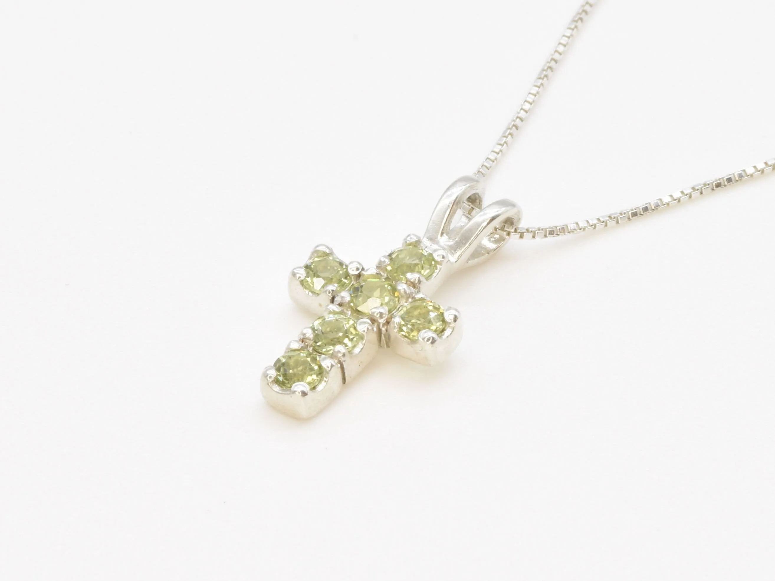 Peridot Cross Pendant - Green Cross Necklace, August Birthstone Pendant