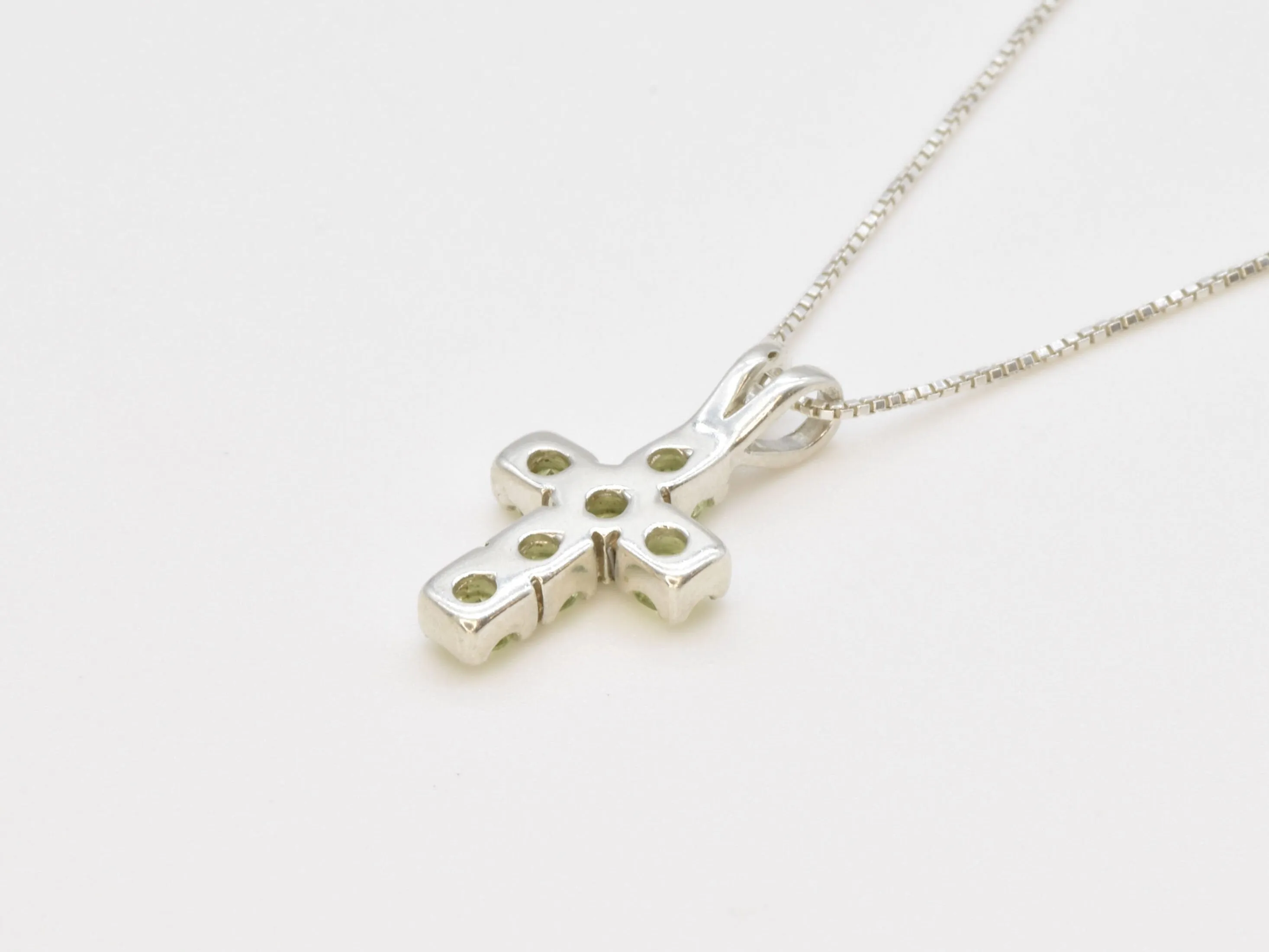 Peridot Cross Pendant - Green Cross Necklace, August Birthstone Pendant