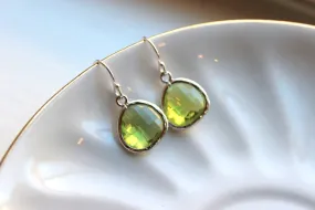 Peridot Earrings Apple Green Silver - Bridesmaid Earrings - Bridal Earrings - Wedding Earrings - Valentines Day Gift