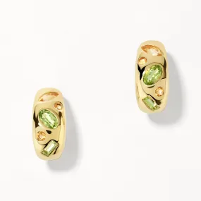 Peridot Multi Gemstone Curve Huggies in Gold