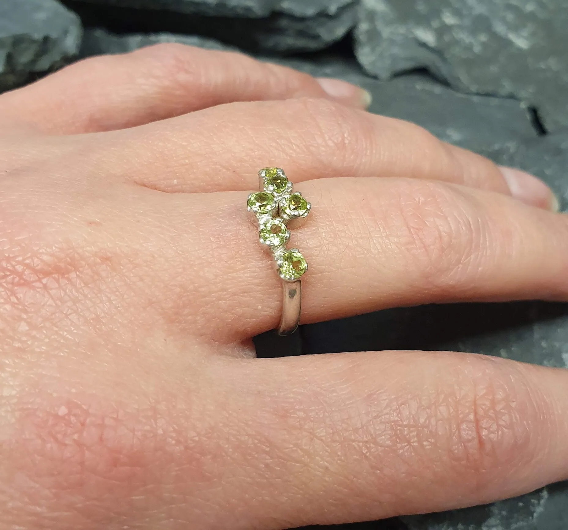 Peridot Ring - Green Dainty Ring - Natural Peridot Ring