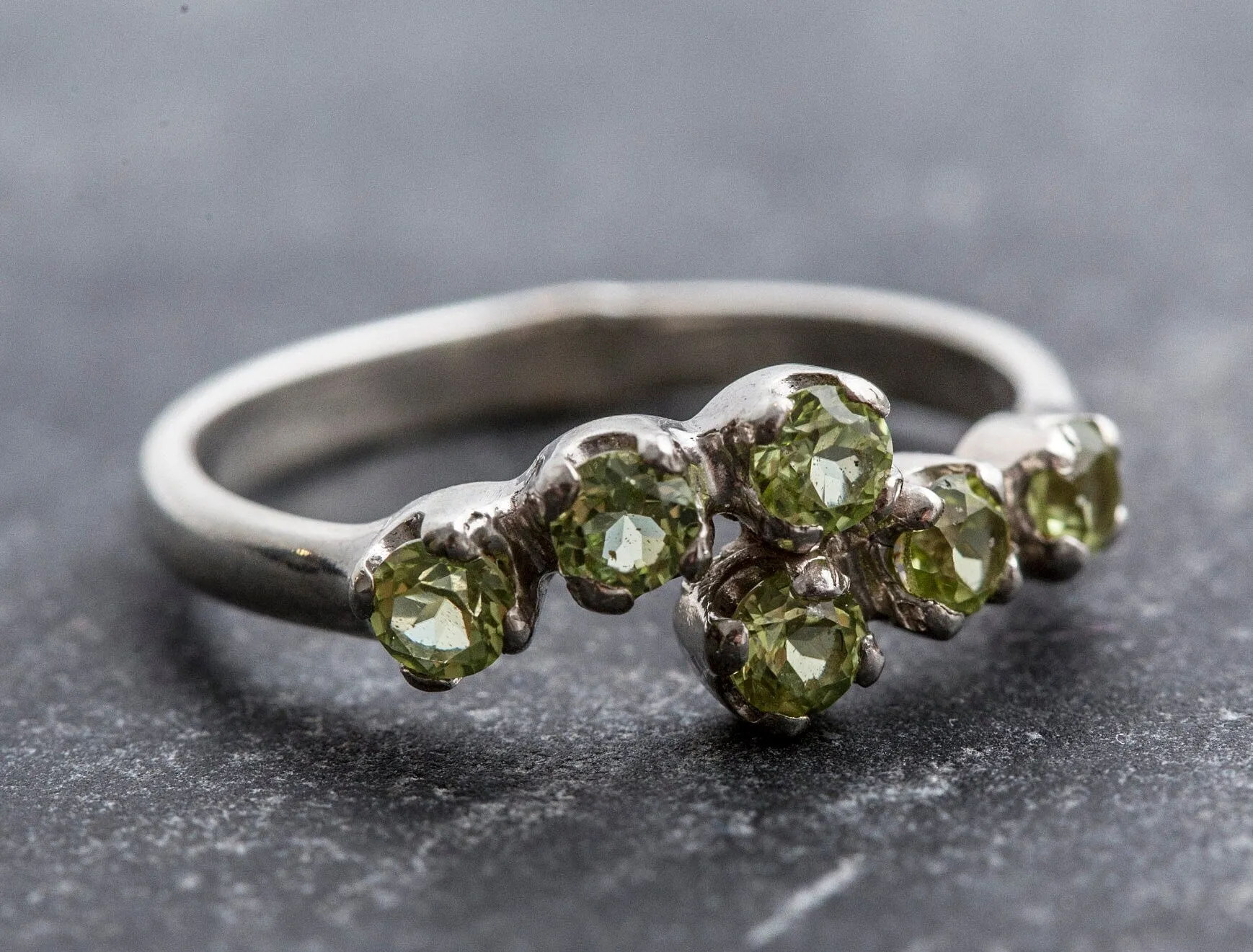 Peridot Ring - Green Dainty Ring - Natural Peridot Ring