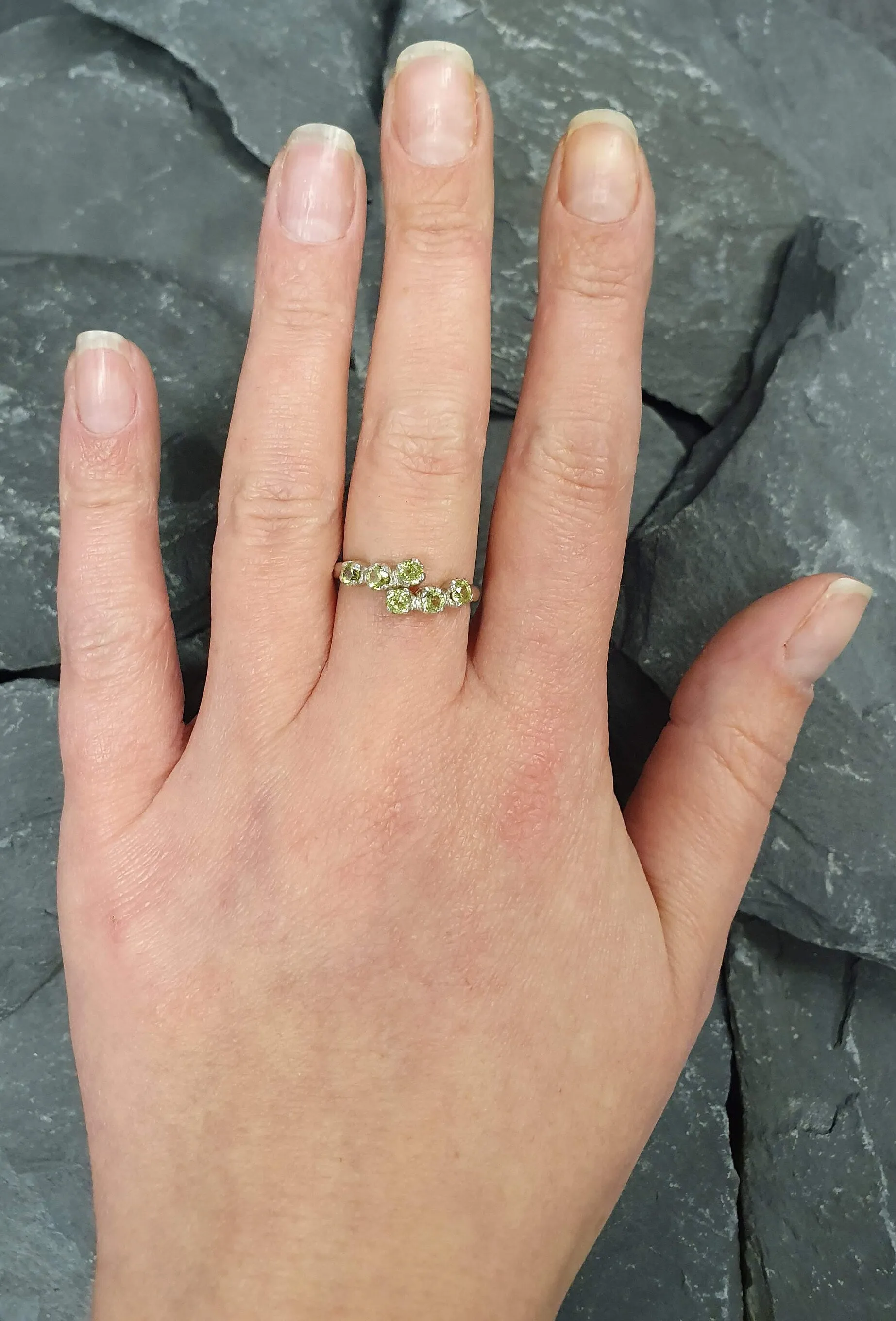 Peridot Ring - Green Dainty Ring - Natural Peridot Ring