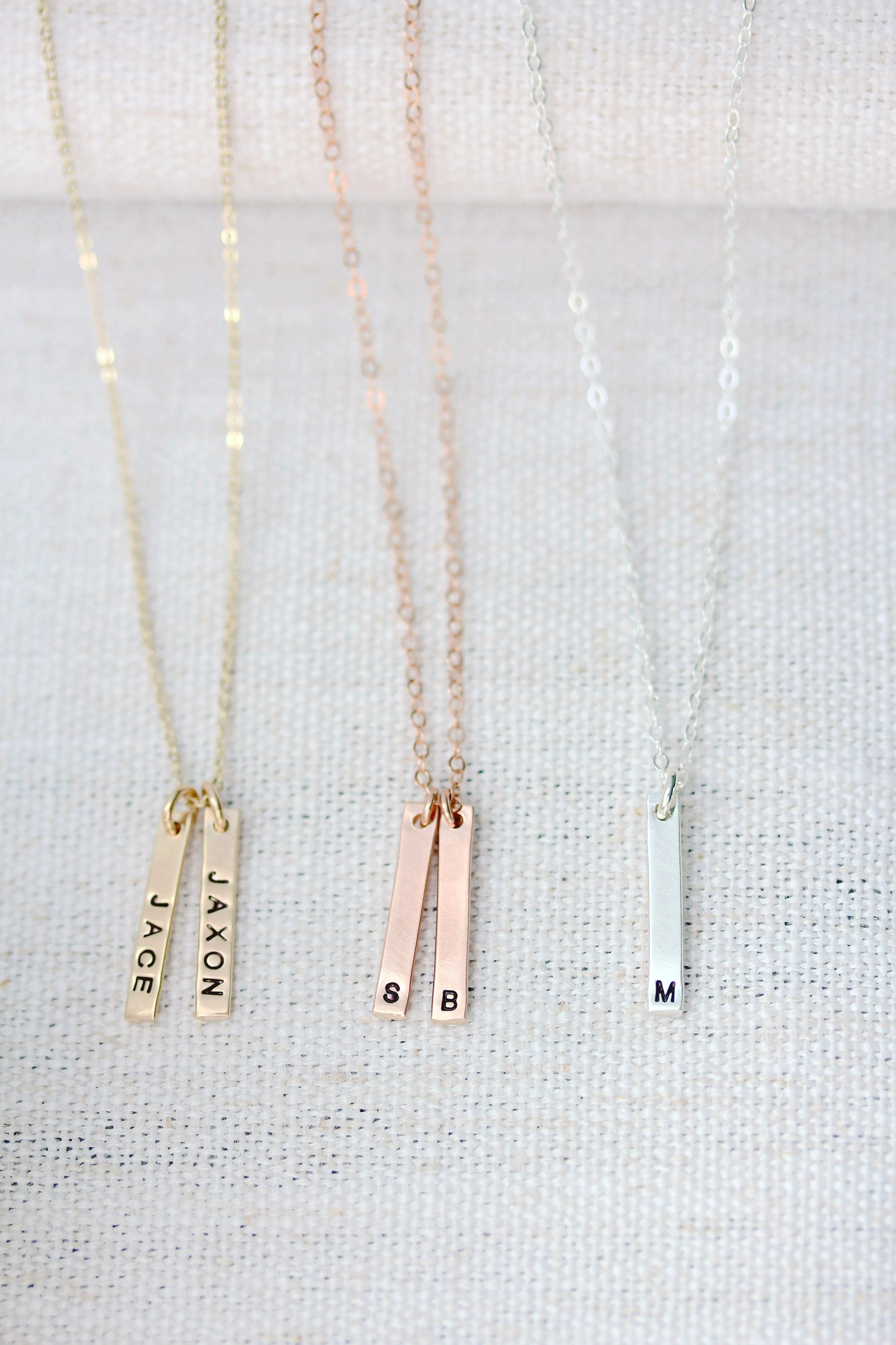 petite vertical bar necklace { silver   gold }
