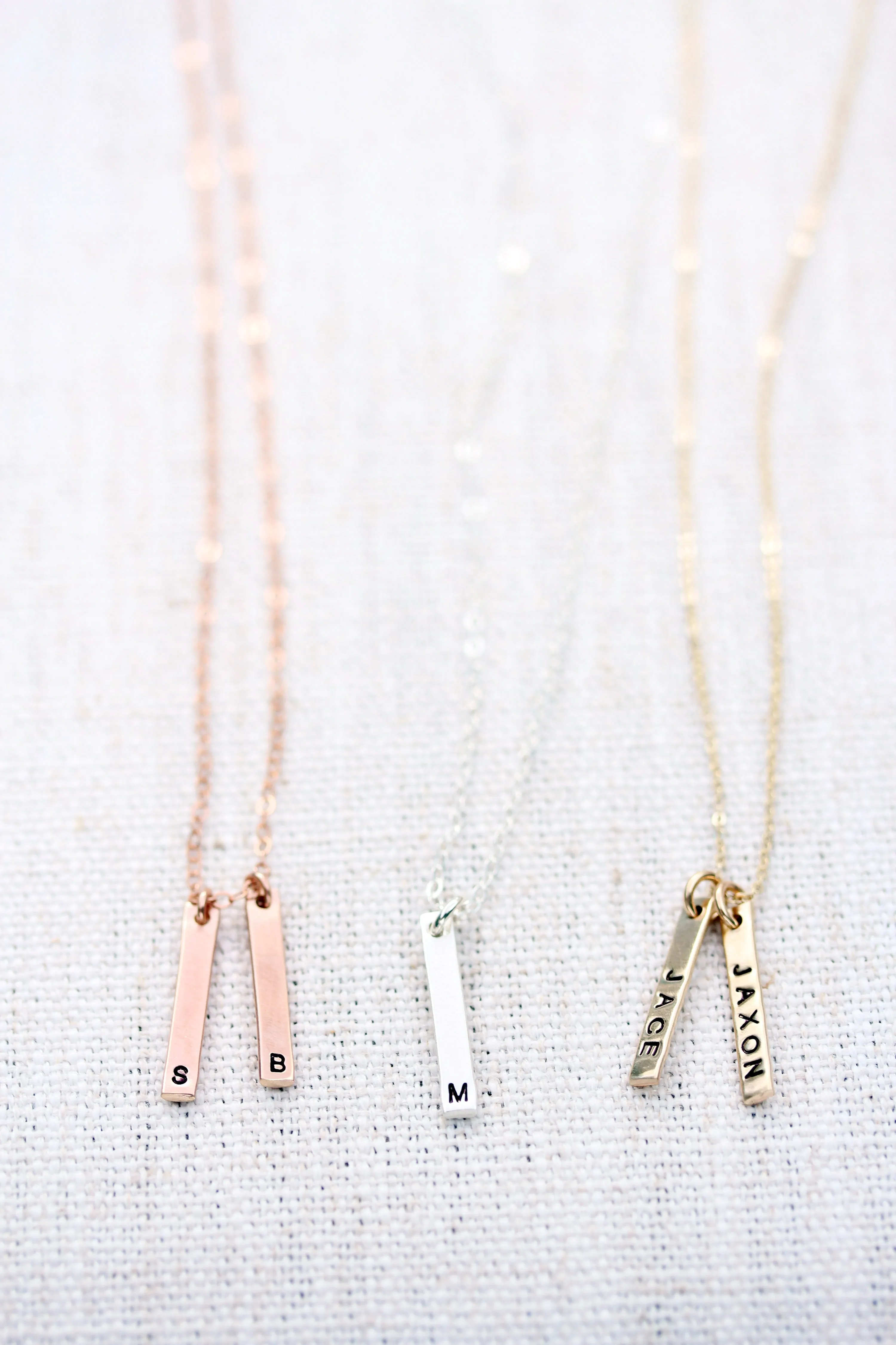 petite vertical bar necklace { silver   gold }