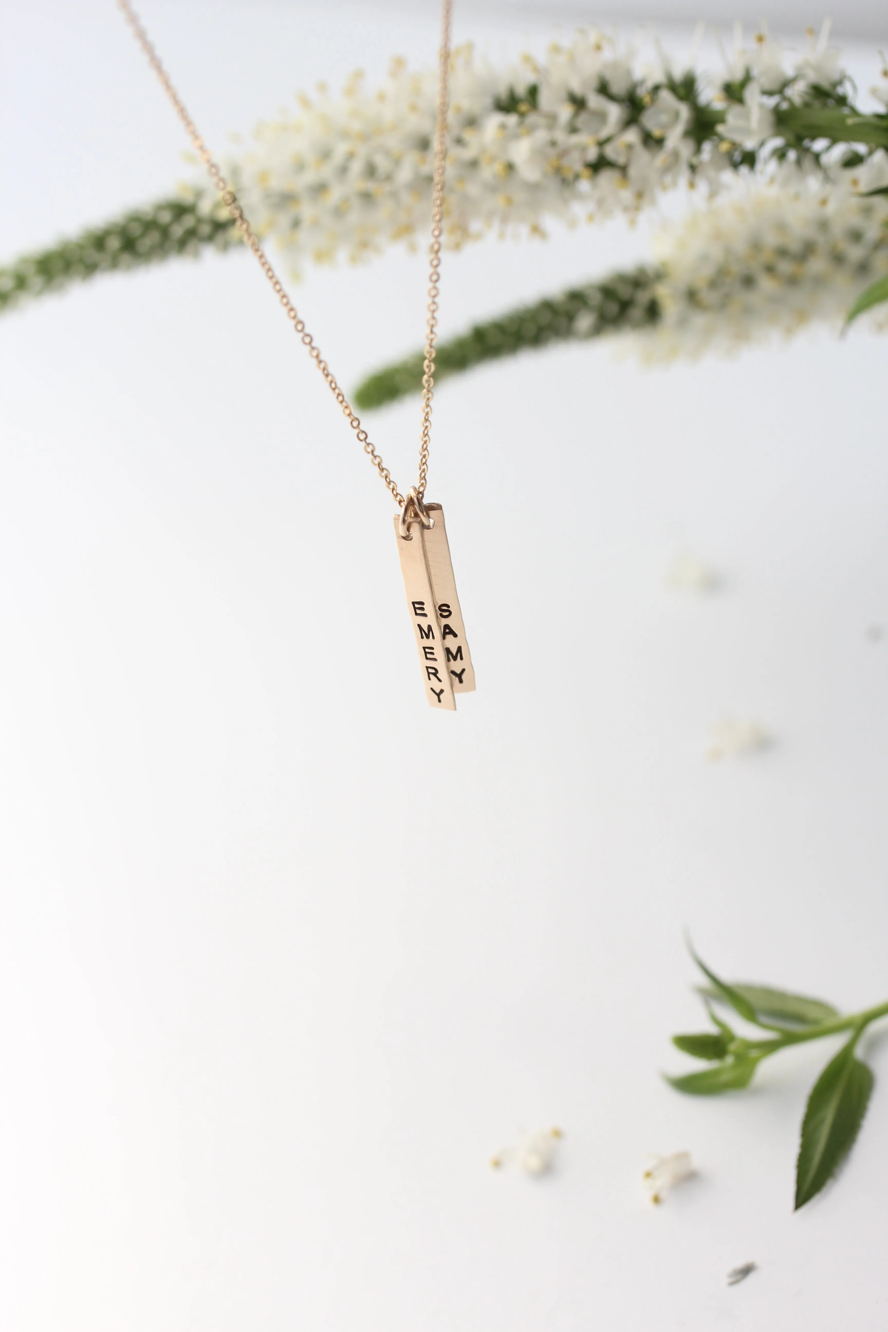 petite vertical bar necklace { silver   gold }