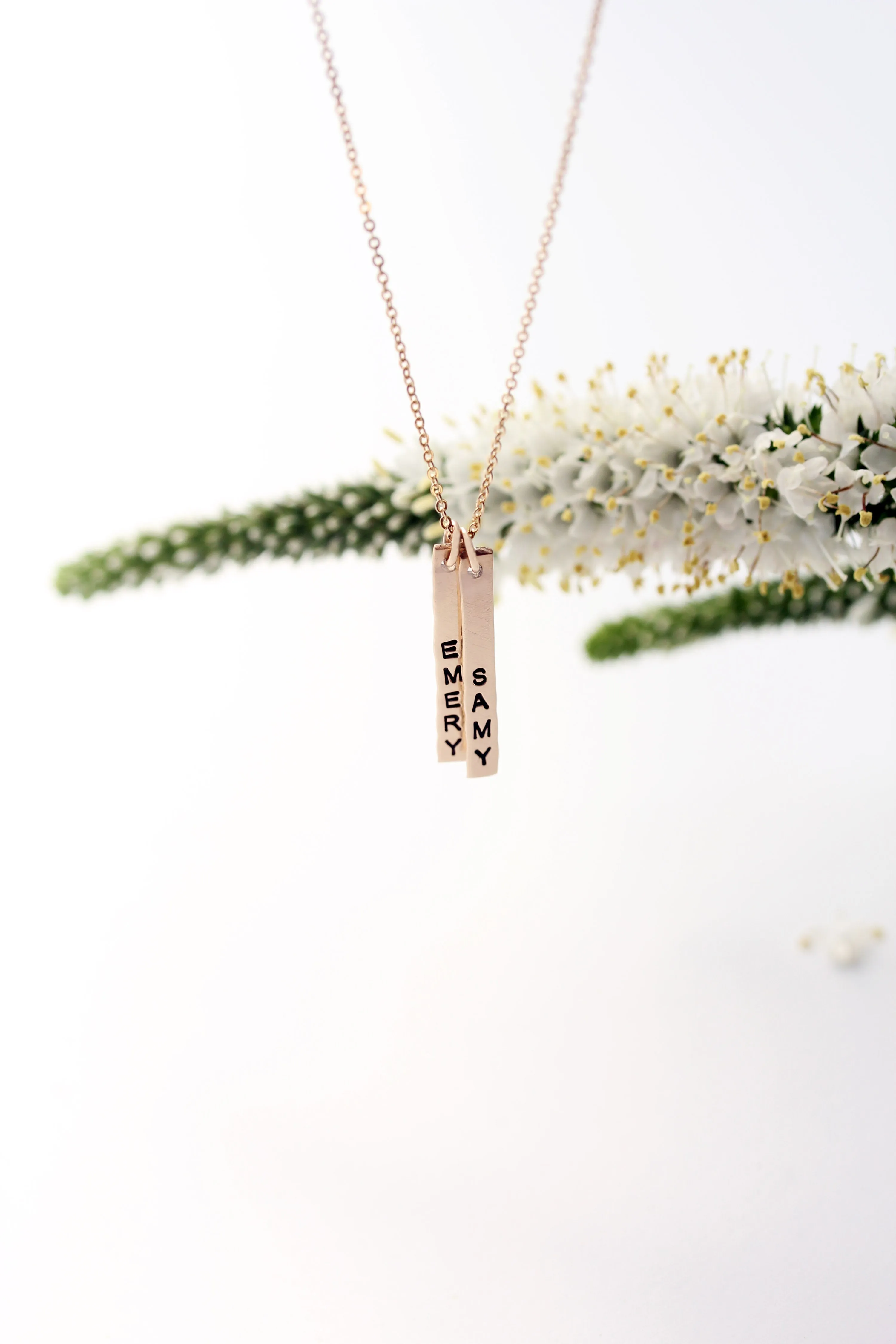 petite vertical bar necklace { silver   gold }