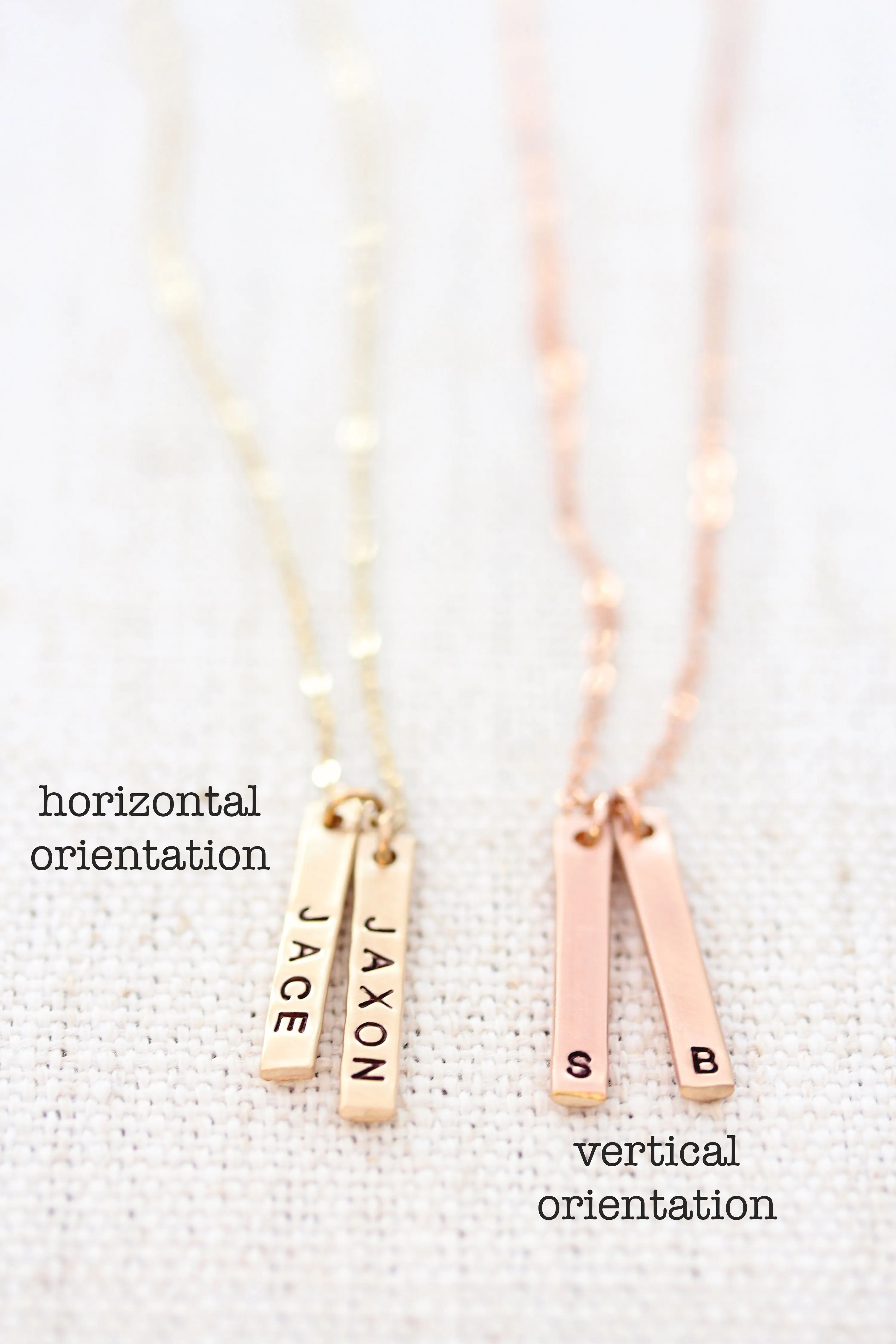 petite vertical bar necklace { silver   gold }