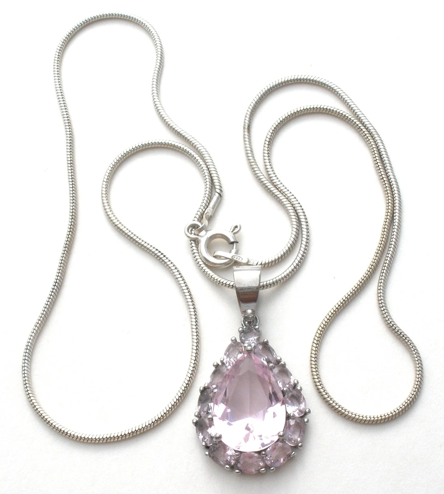 Pink Ice Sterling Silver Pendant Necklace 18"