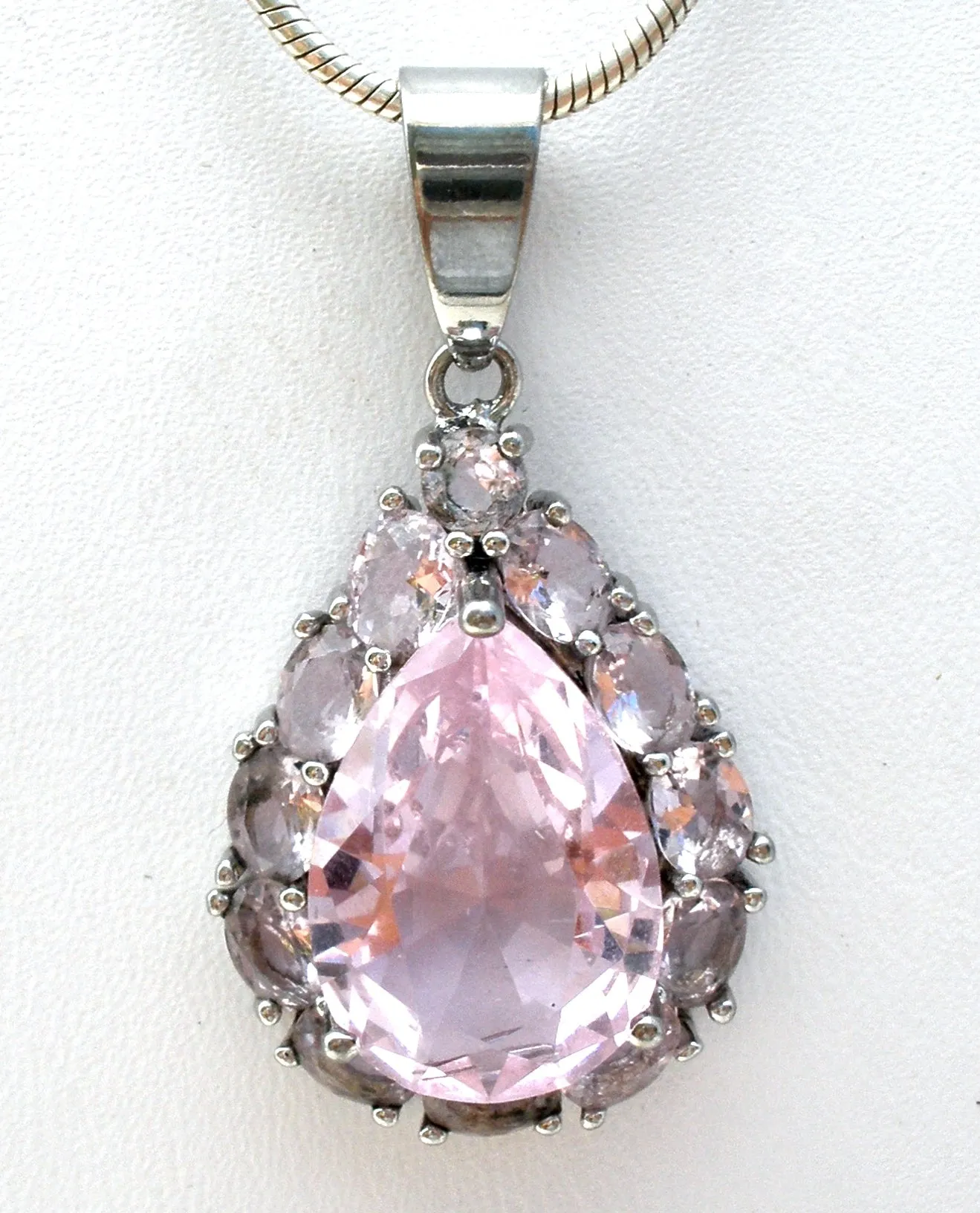 Pink Ice Sterling Silver Pendant Necklace 18"