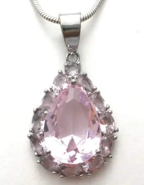 Pink Ice Sterling Silver Pendant Necklace 18"