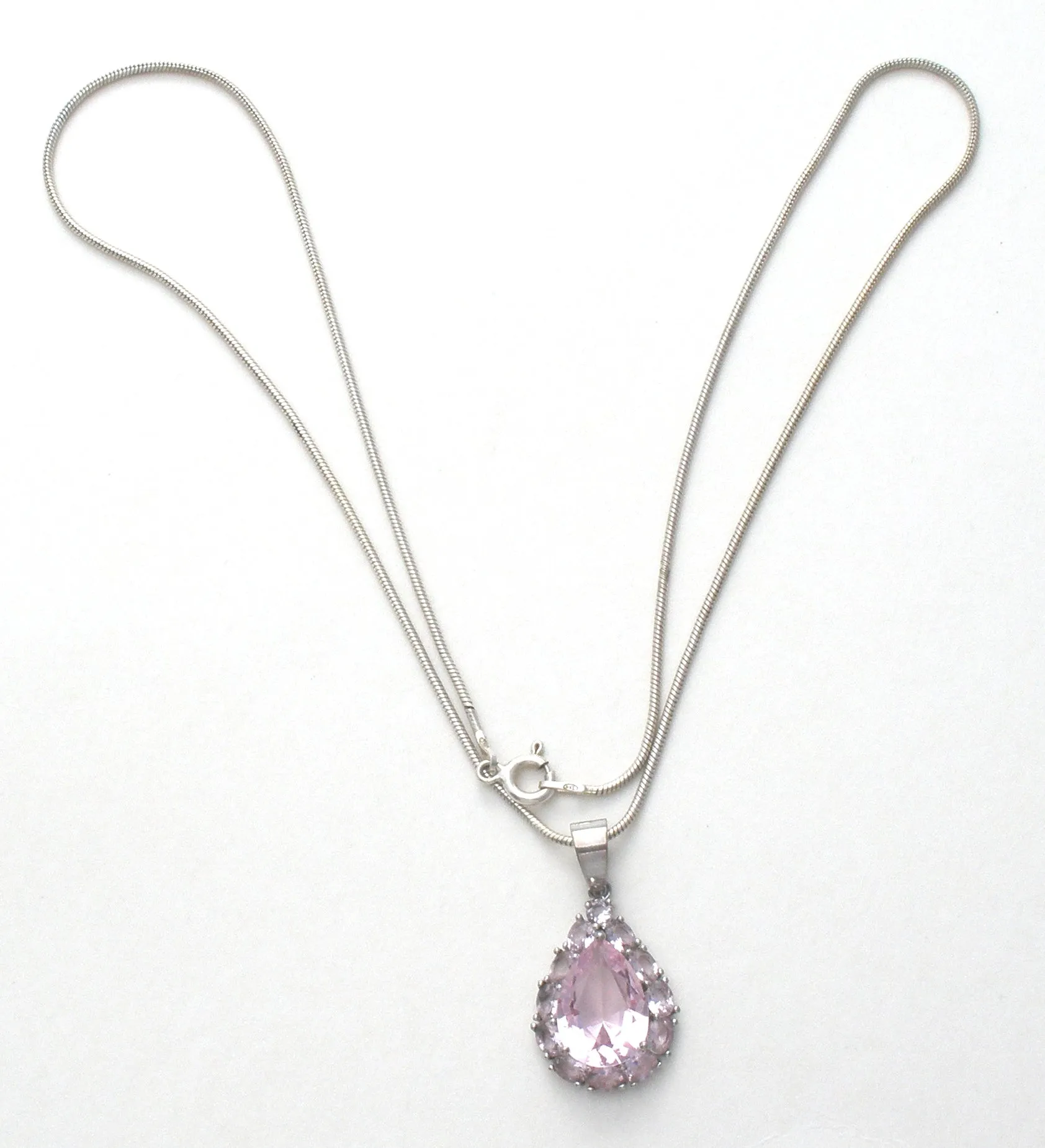 Pink Ice Sterling Silver Pendant Necklace 18"