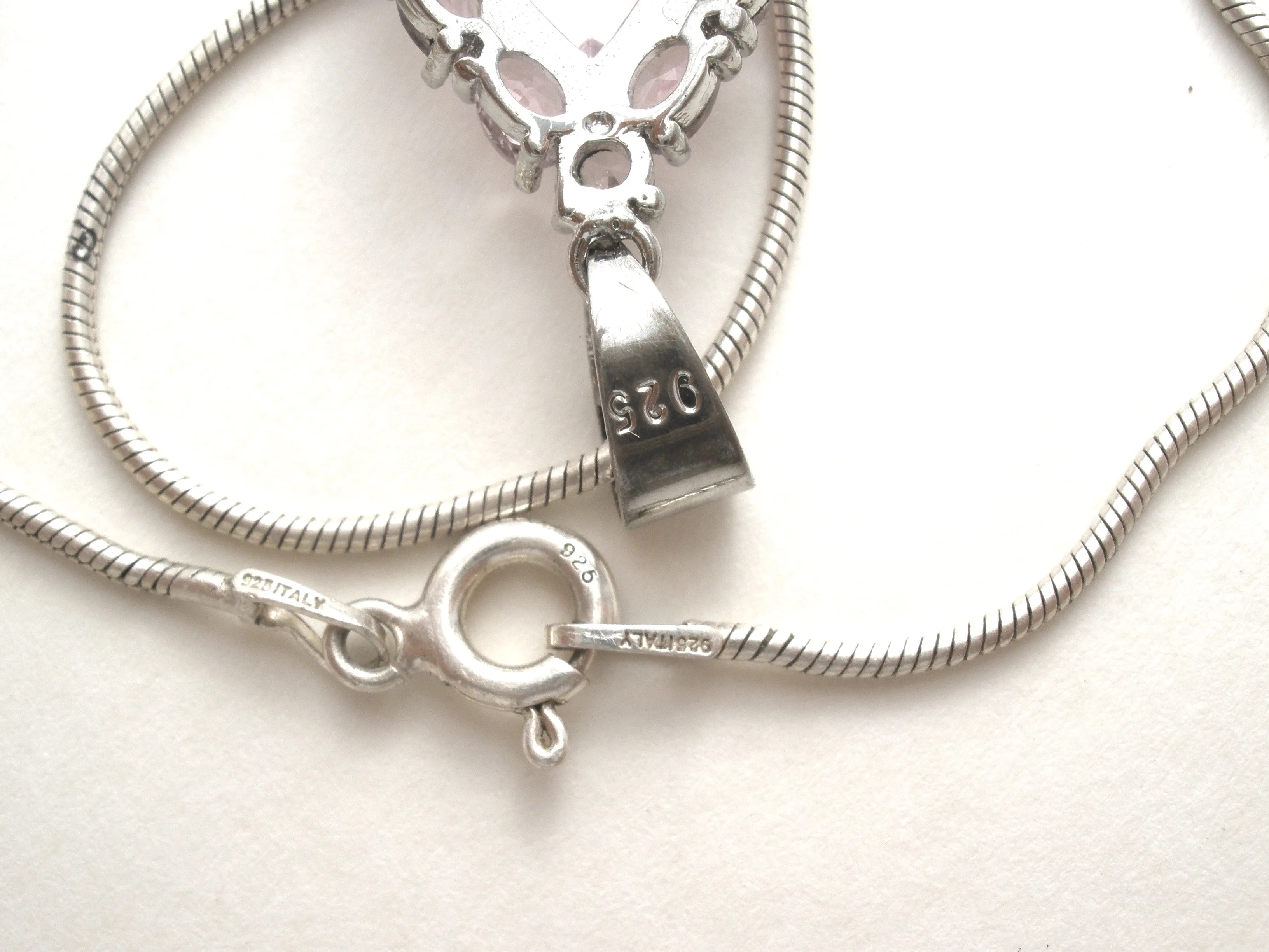 Pink Ice Sterling Silver Pendant Necklace 18"