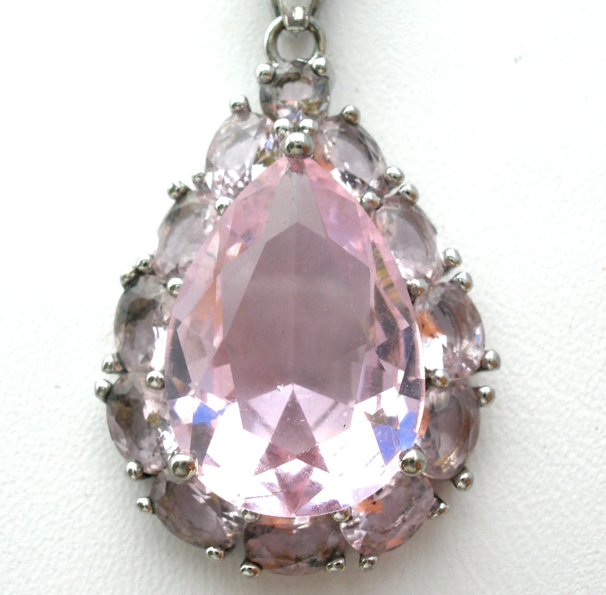 Pink Ice Sterling Silver Pendant Necklace 18"