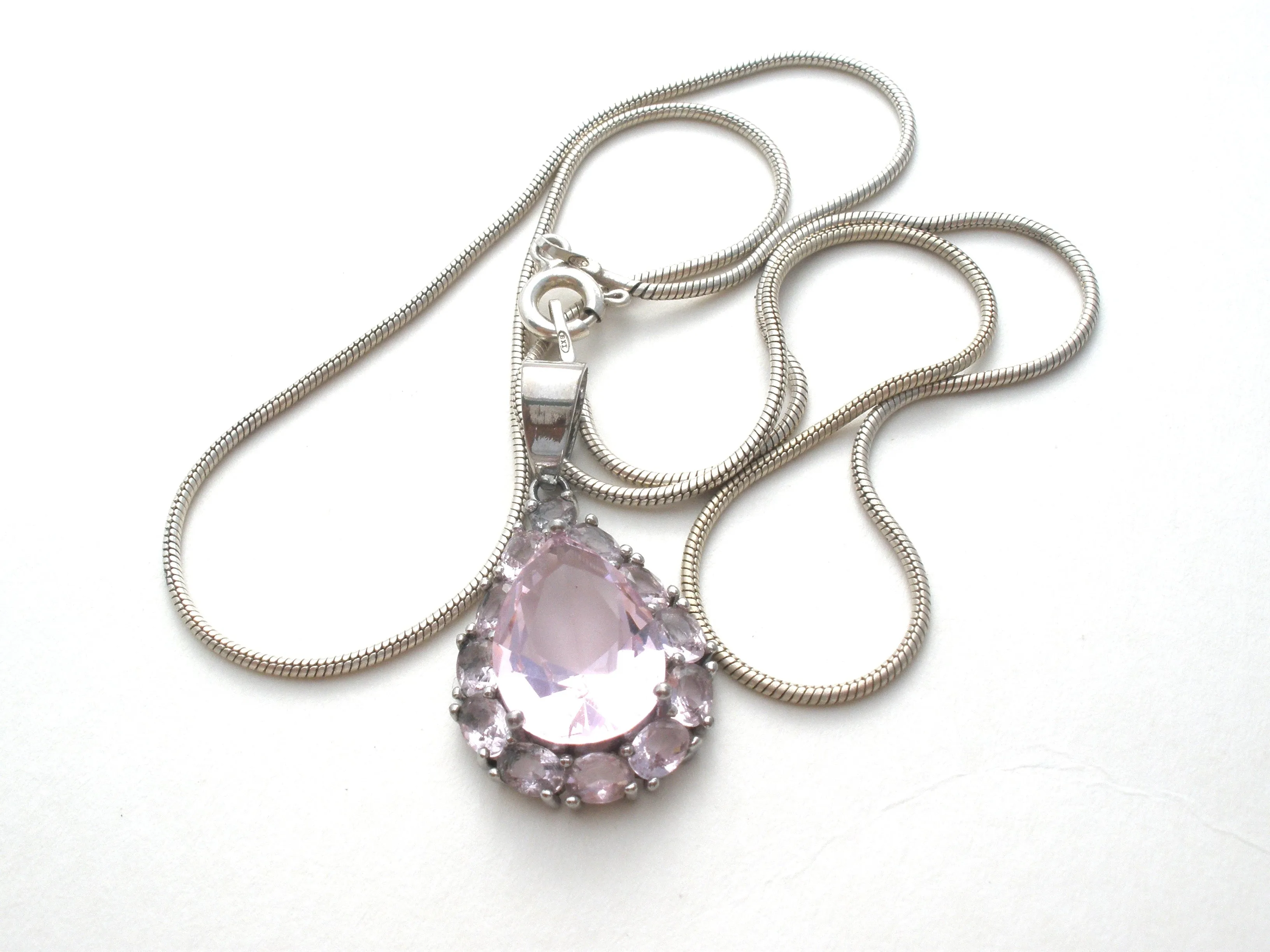 Pink Ice Sterling Silver Pendant Necklace 18"