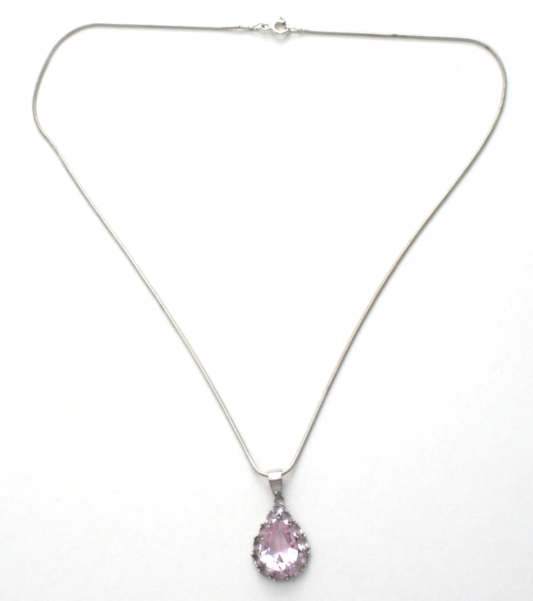 Pink Ice Sterling Silver Pendant Necklace 18"