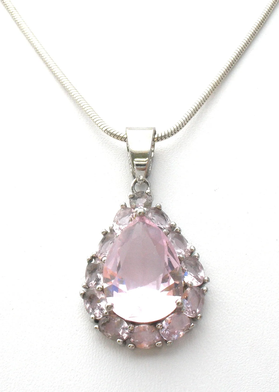 Pink Ice Sterling Silver Pendant Necklace 18"