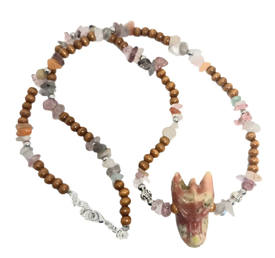 Plum Blossom Jade Crystal Dragon Head Necklace