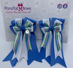 PonyTail Bows- Blue/White/Stripe