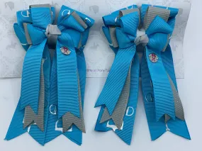 PonyTail Bows- Fountain Blue Grey Bits