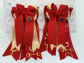 PonyTail Bows- Gold/Red Blaze Bits PonyTail Bows
