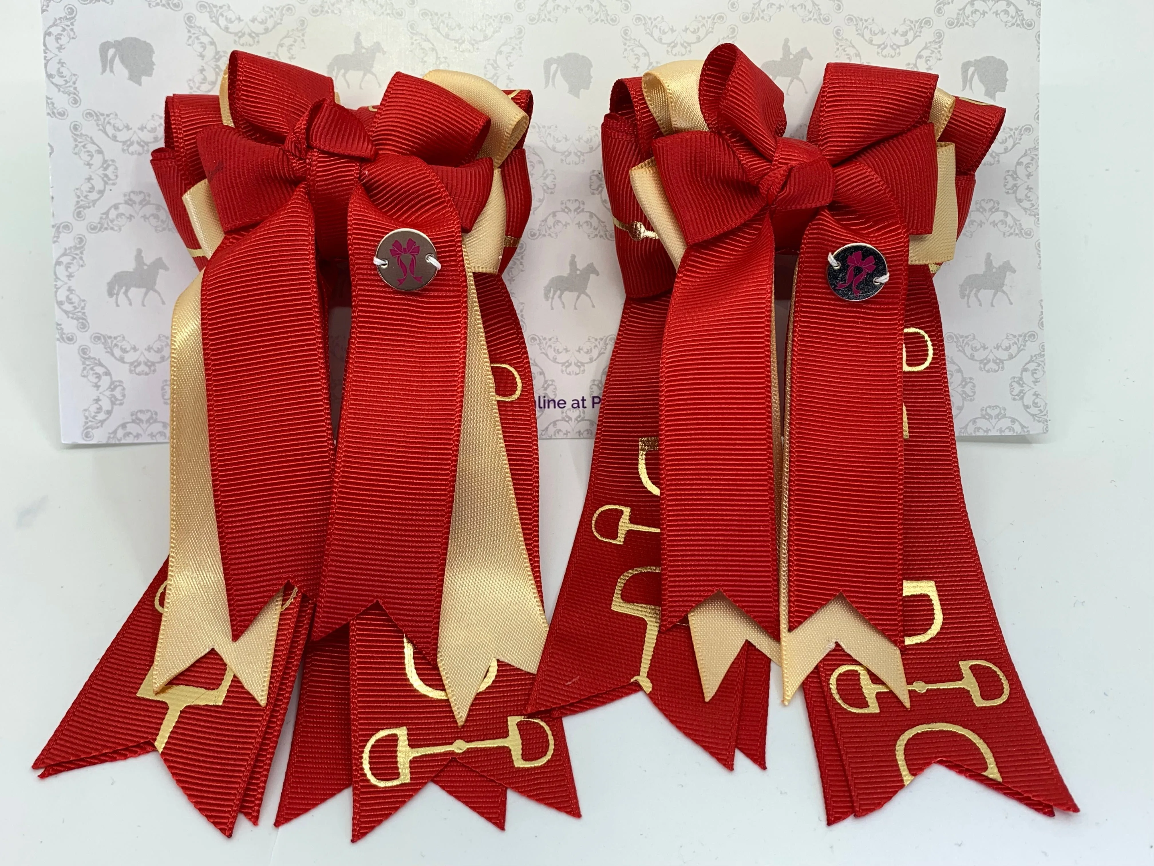 PonyTail Bows- Gold/Red Blaze Bits PonyTail Bows