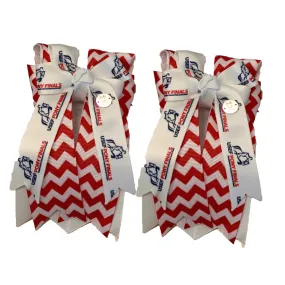 PonyTail Bows- PF Red Chevron Glitter Small Show Bows