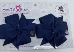 PonyTail Bows- Pinwheel Navy