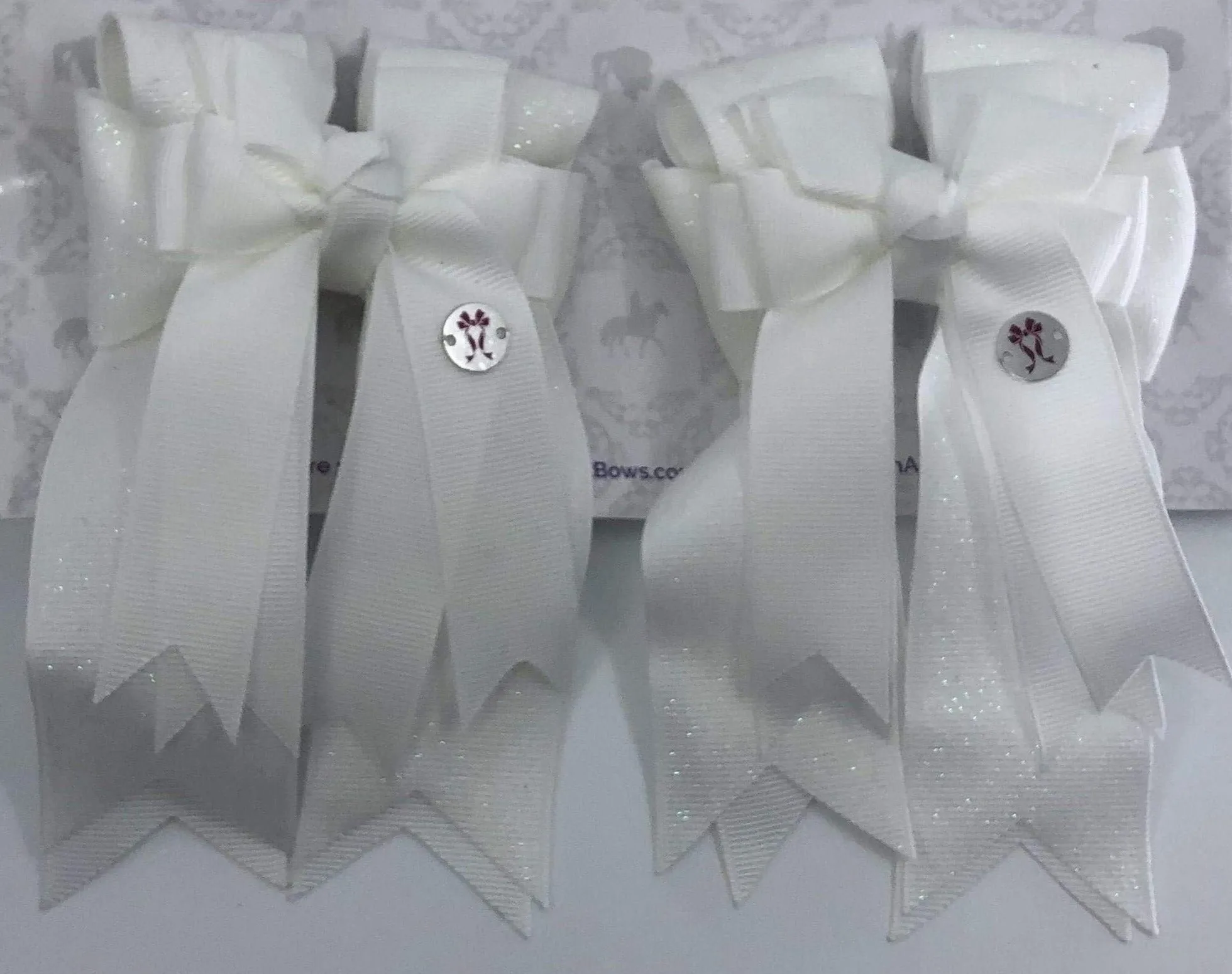 PonyTail Bows- White Glitter