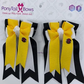 PonyTail Bows-Yellow White Black  PonyTail Bows