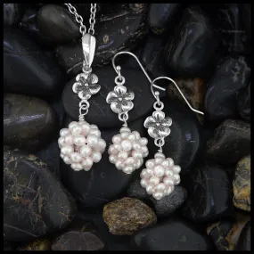 Popcorn Pearl Flower Pendant and Earring Set