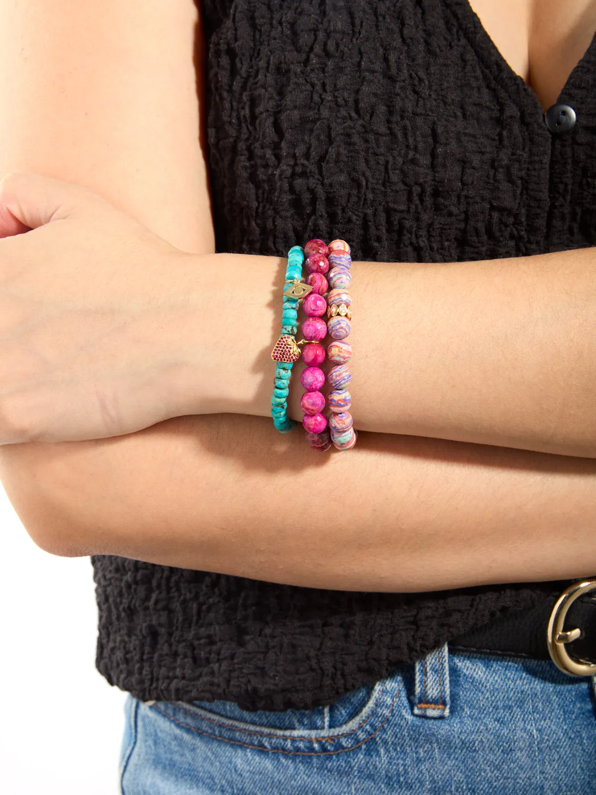 Pure Evil Eye on Turquoise Beaded Bracelet