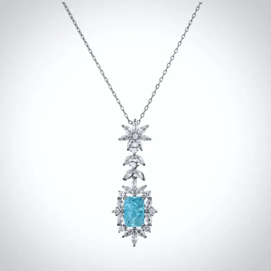 "Alondra" - Aqua Blue Cubic Zirconia Bridal Necklace