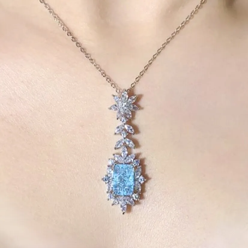 "Alondra" - Aqua Blue Cubic Zirconia Bridal Necklace