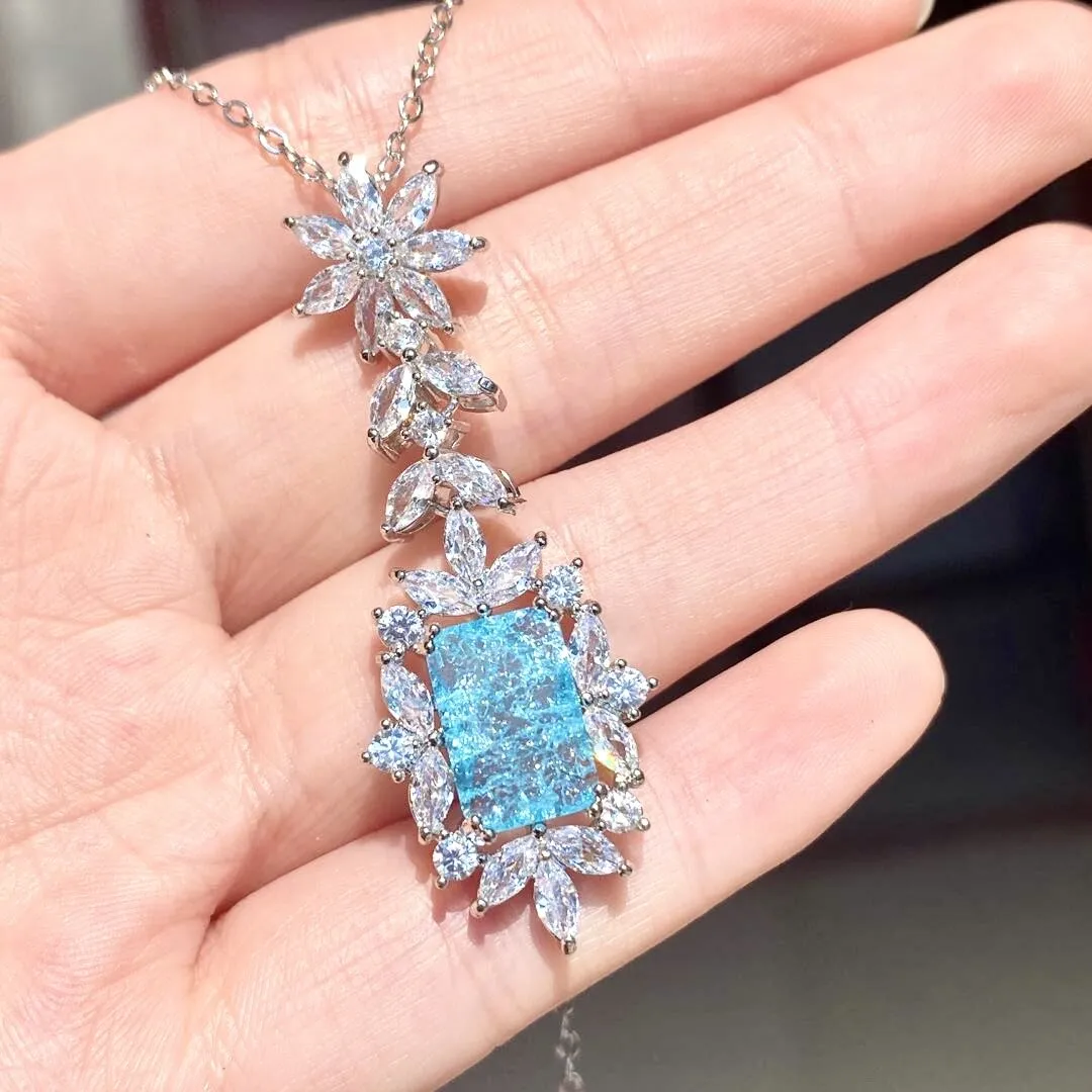 "Alondra" - Aqua Blue Cubic Zirconia Bridal Necklace