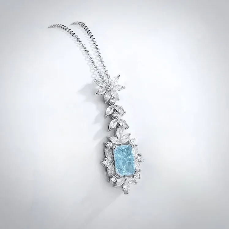 "Alondra" - Aqua Blue Cubic Zirconia Bridal Necklace