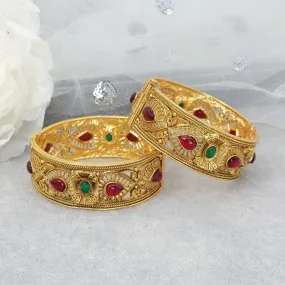 Rajvadi Patala Jadau Bangle Set