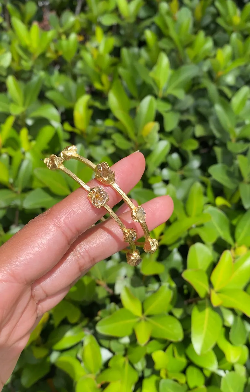 (READY TO SHIP) Raw Stone Hoop Earrings / Single Stone / Medium