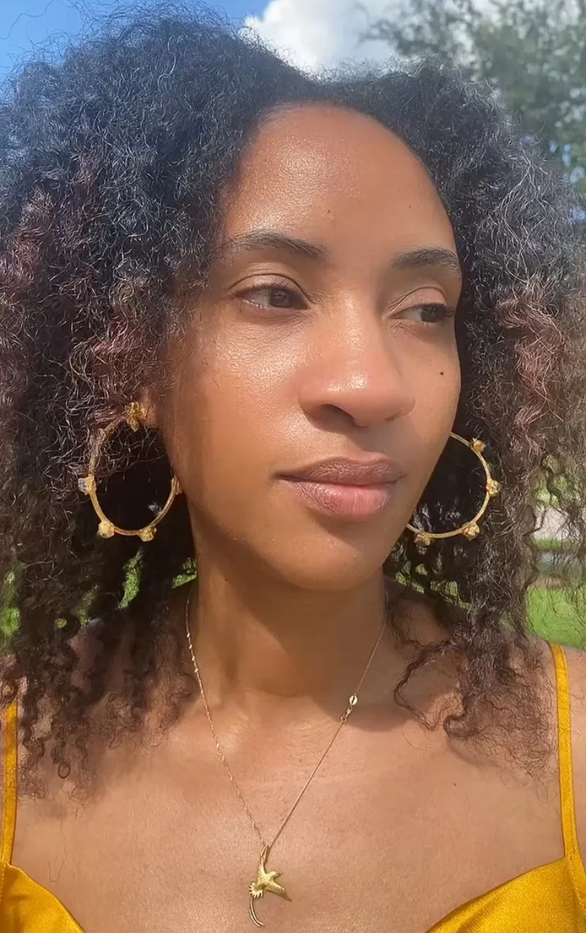 (READY TO SHIP) Raw Stone Hoop Earrings / Single Stone / Medium