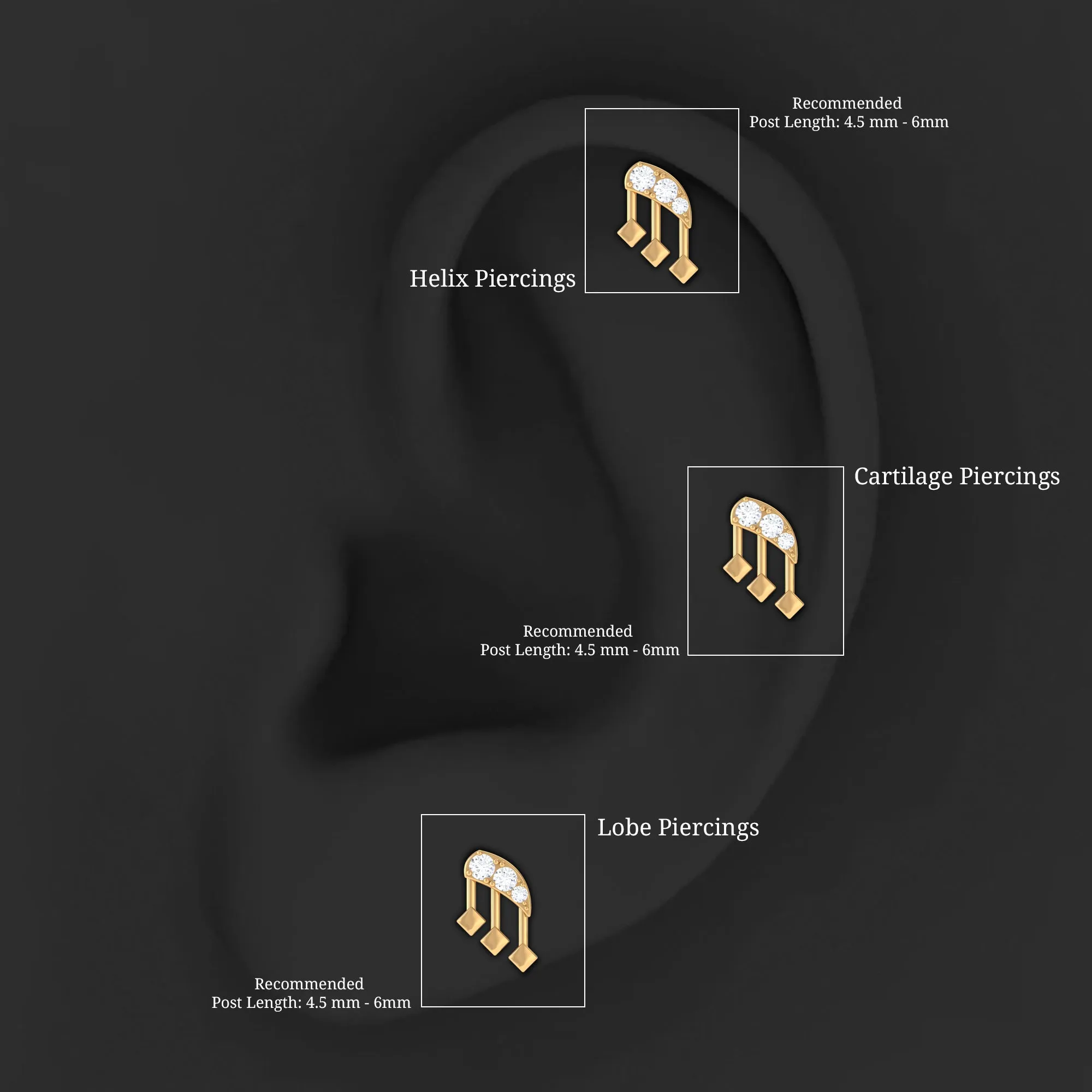 Real Diamond Music Note Cartilage Earring