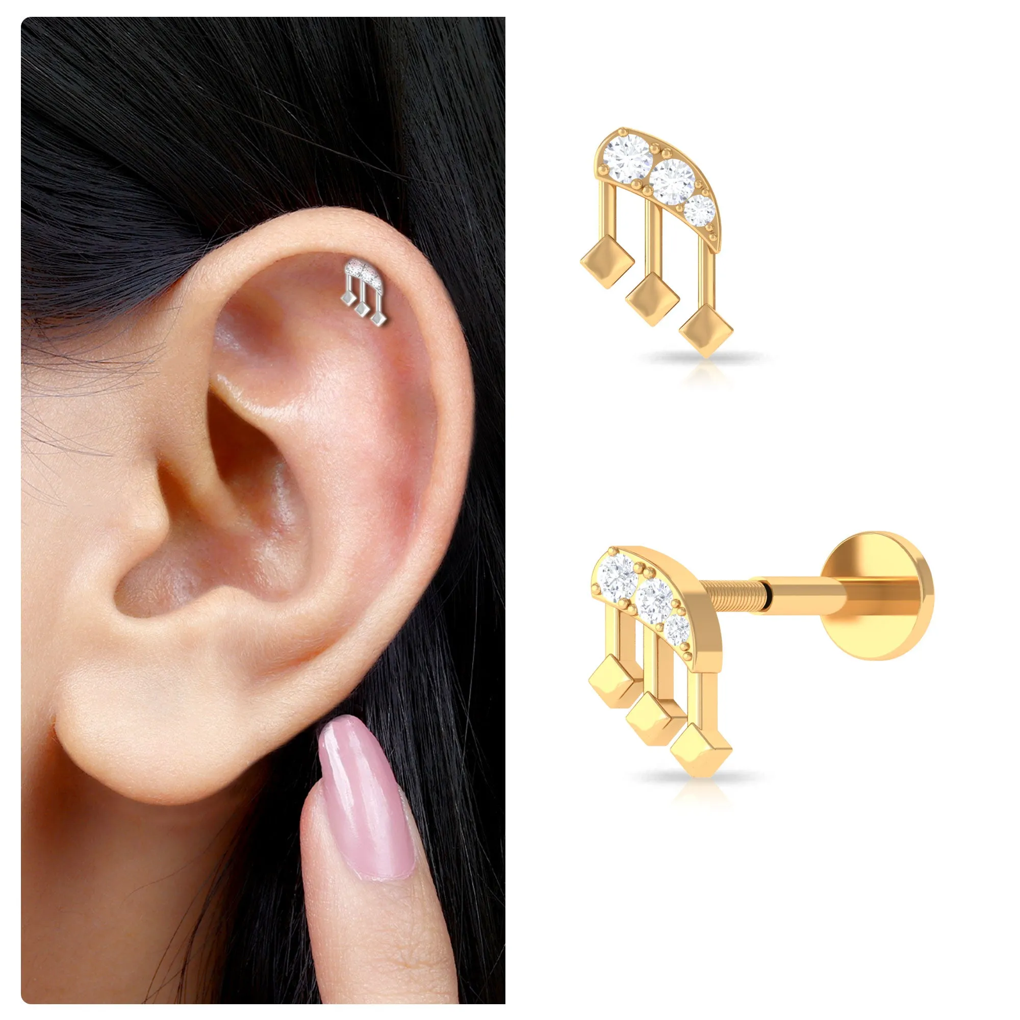 Real Diamond Music Note Cartilage Earring