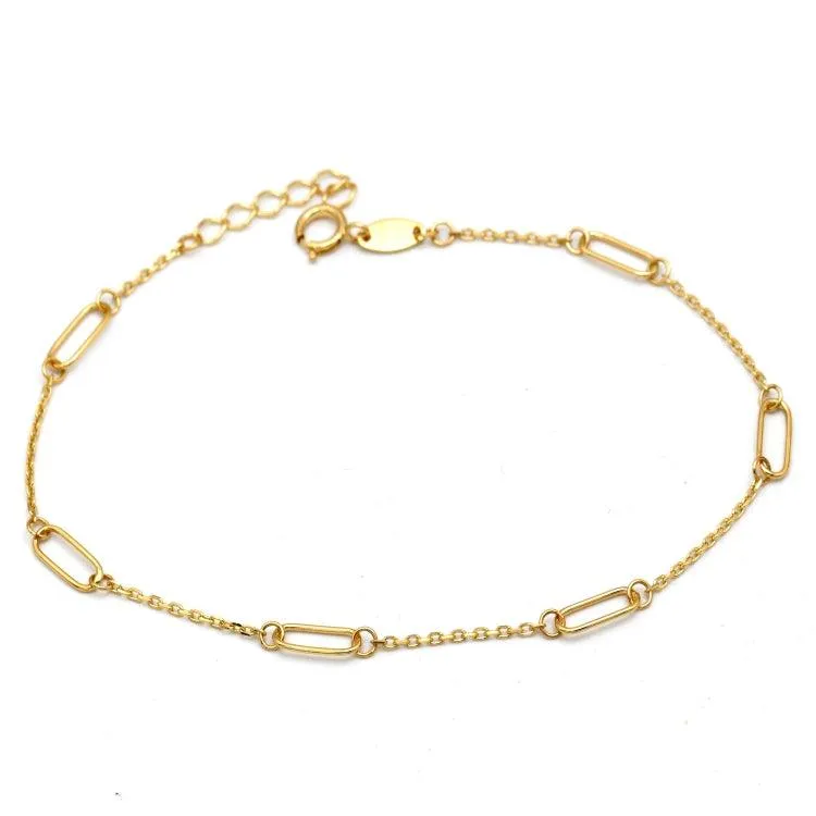 Real Gold Single Paper Clip Adjustable Size Bracelet 7255 BR1606