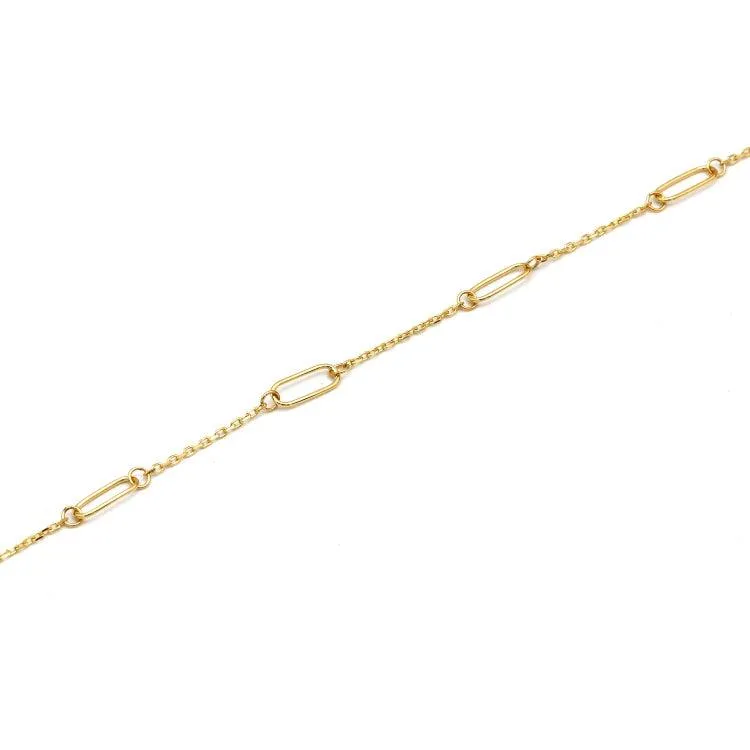 Real Gold Single Paper Clip Adjustable Size Bracelet 7255 BR1606