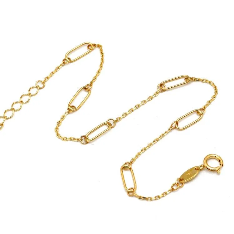 Real Gold Single Paper Clip Adjustable Size Bracelet 7255 BR1606