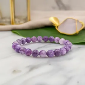 Real Lepidolite Beaded Elastic Bracelet – Healing Crystal Jewelry for Men & Women