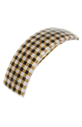 Rectangle Volume Barrette - Whiskey Check