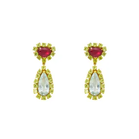 Ruby Topaz and Peridot Earrings