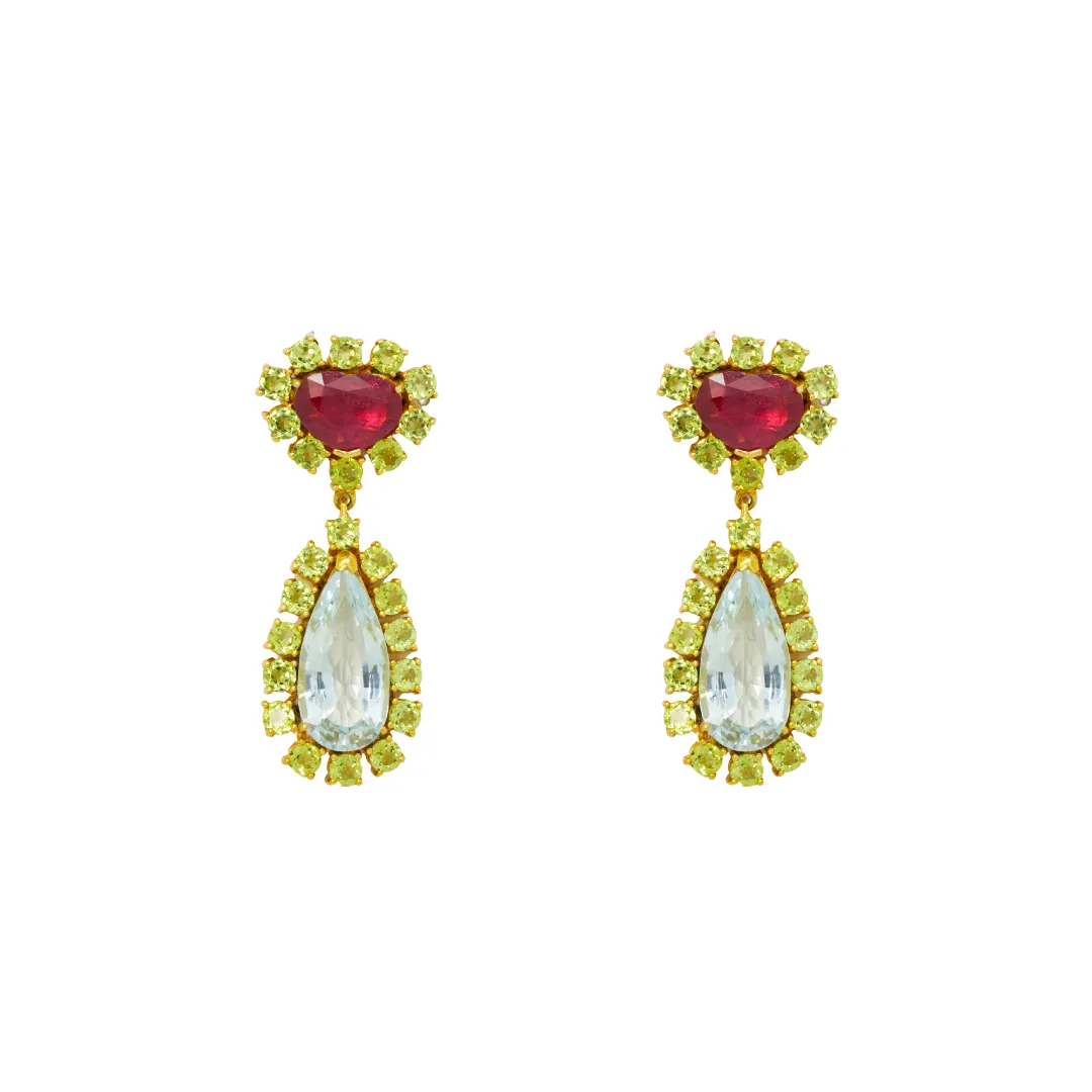 Ruby Topaz and Peridot Earrings
