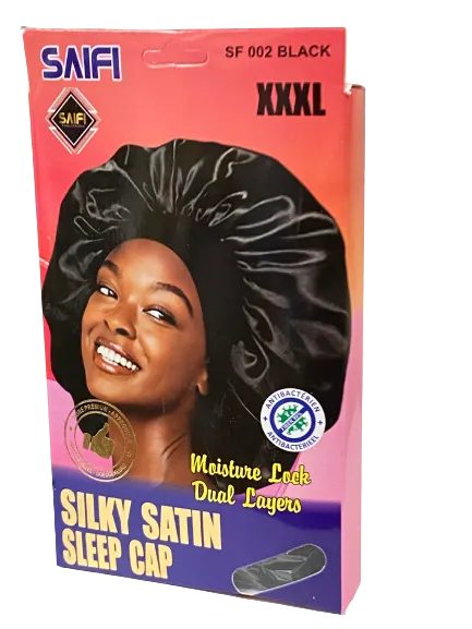 Saifi Silky Satin Sleep Cap XXXL SF 002 Black